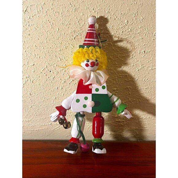 Clown Ornament Rare Kurt S. Adler Wooden Hand Painted Jester Vintage 1983 - Picture 1 of 4